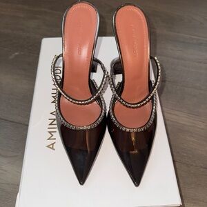 BRAND NEW! Amina Muaddi
95mm Gilda Glass Mule